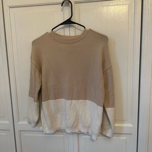 Two-Tone Tan and Cream Women's Sweater